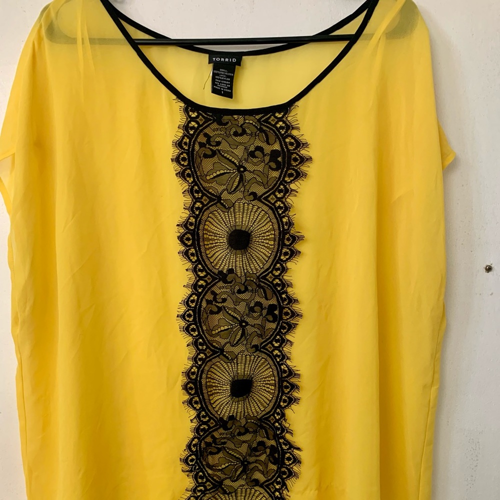 Yellow Blouse with Lace